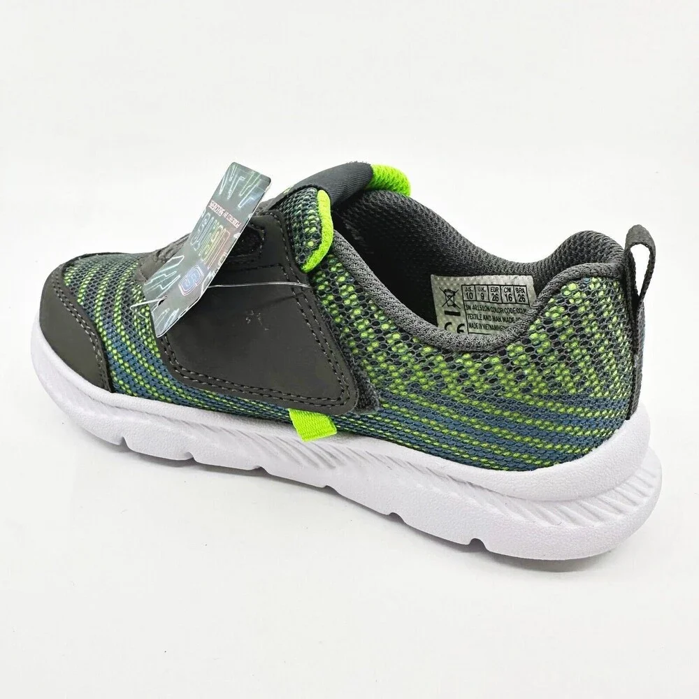 Skechers S Lights Comfy Flex 2.0 Mazlo Charcoal Lime Toddlers Boys Size 10
